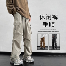 美式多口袋工装长裤男士秋季新款潮牌运动直筒休闲裤K210-特批-35，男装休闲裤，星座718-1
