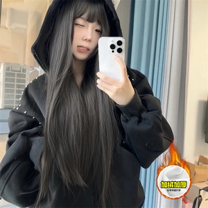 480G重磅加绒硬挺boxy男女美式高街卫衣铆钉杜宾犬耳朵开衫厚外套图片