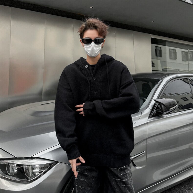 美式连帽毛衣外套男宽松秋冬外搭慵懒风休闲百搭上衣MY0663-P55图片