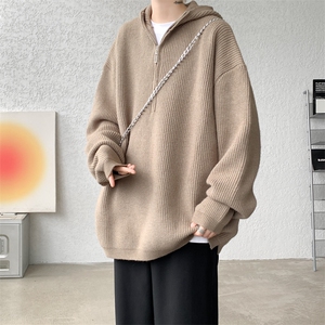 8XL-M毛衣男特大码宽松潮牌慵懒风痞帅连帽套头针织衫MY1509/P75图片