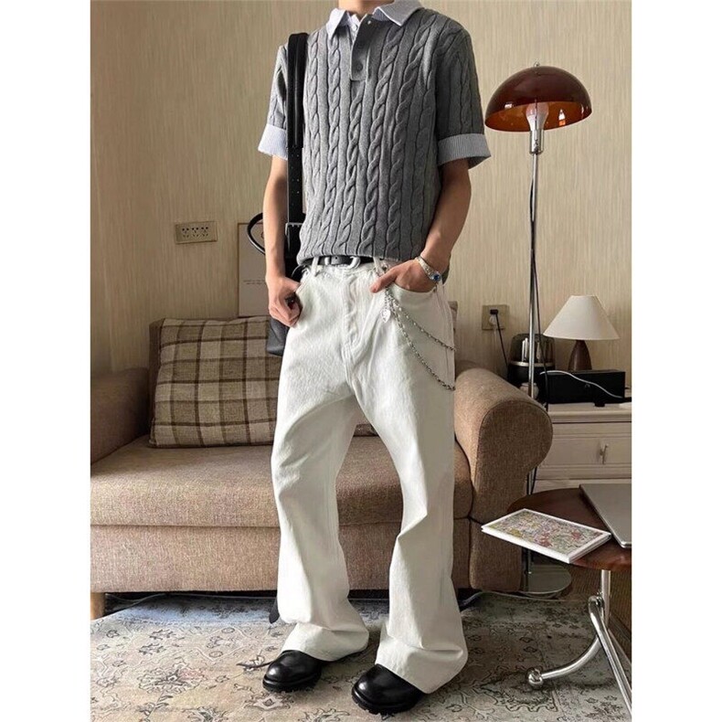 假两件衬衫领绞花针织短袖男女生polo衫t恤半截袖T网图TX208-p52,男装T恤,星座302B