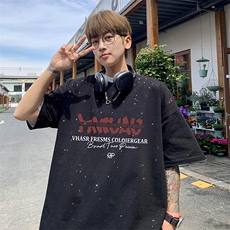 量大优供抖音视频支持得物配合二开美式满天星亮片短袖T恤MTX368，男装T恤，电商A486