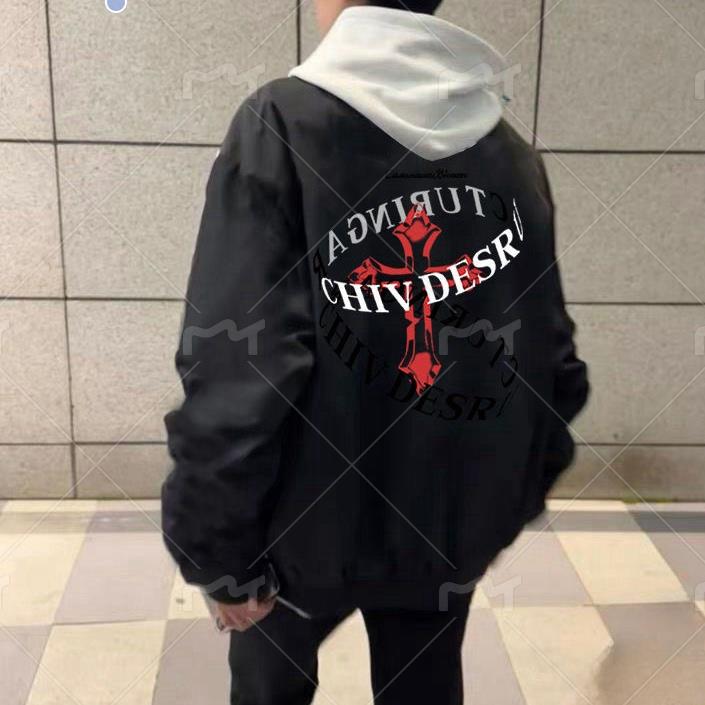 美式字母印花飞行员夹克男2025春夏季高街宽松休闲棒球服外套,男装夹克,星座506A