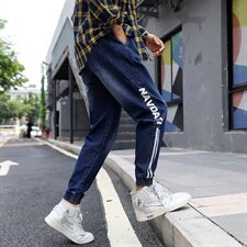 春季牛仔裤男潮牌休闲长裤青年韩版九分裤潮流束脚哈伦裤8911-P40，男装牛仔裤，电商A318