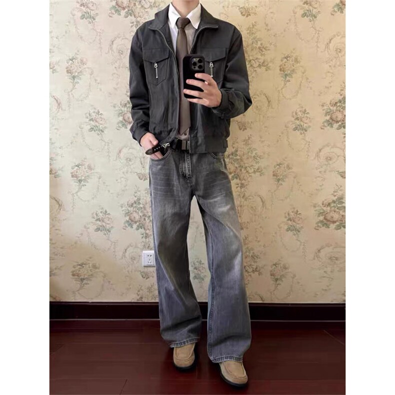 美式cleanfit短款哈灵顿夹克男高级感宽松百搭外套潮LXZ4522-P78,男装夹克,星座1008