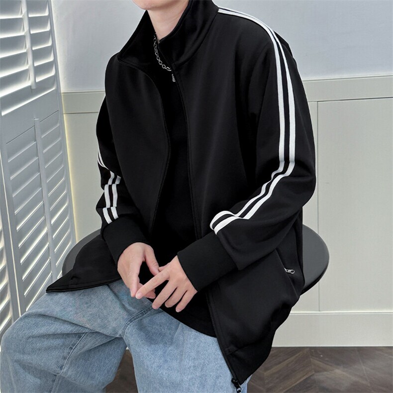 现货开衫卫衣外套男垂感运动服上衣宽松立领夹克A116P65加绒P75,男装夹克,电商A351