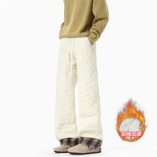 美式葫芦纹翻边拼接格子大码舒适夹棉棉裤男K24155J加棉特P33控65，男装棉裤，电商A001