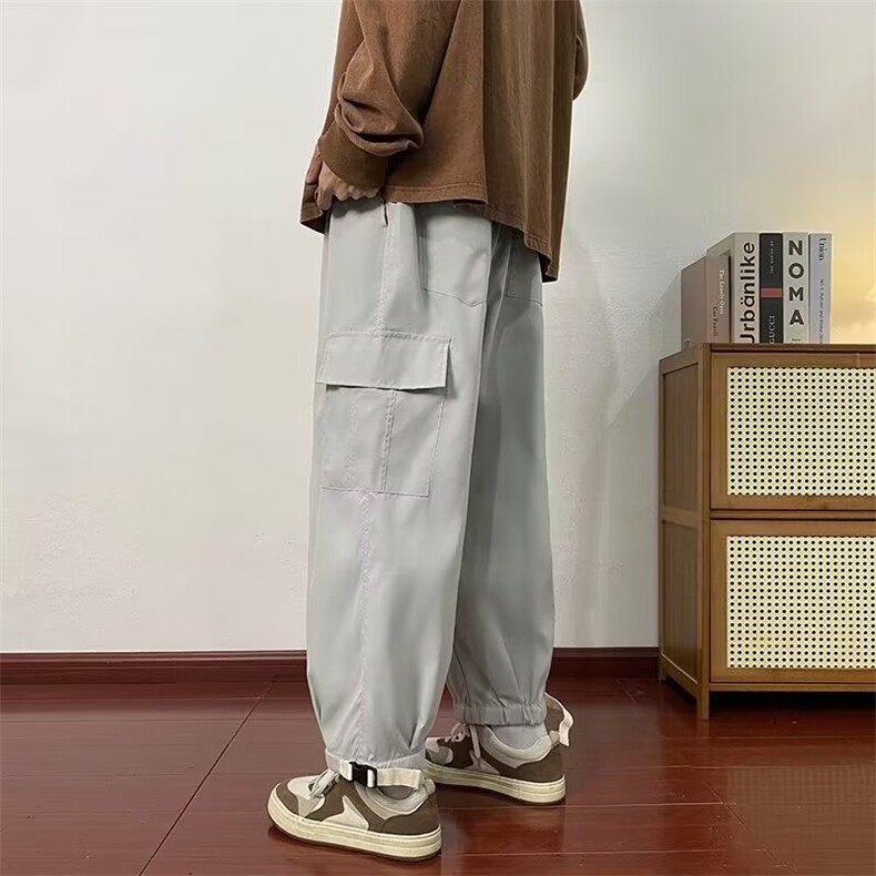 美式潮牌工装裤男士春秋季高级感痞帅宽松秋装运动男款休闲长裤子,男装休闲裤,四季星座218-1