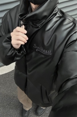 男装冬装宽松绣花PU皮棉衣港风大码棉服情侣面包服外套S367-P128，男装棉衣，电商A233-1
