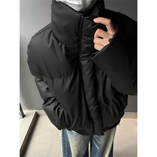 现货5W件冬季三防重磅boxy短款羽绒立领PU皮棉衣外套男女加厚棉服，男装棉衣，电商A486