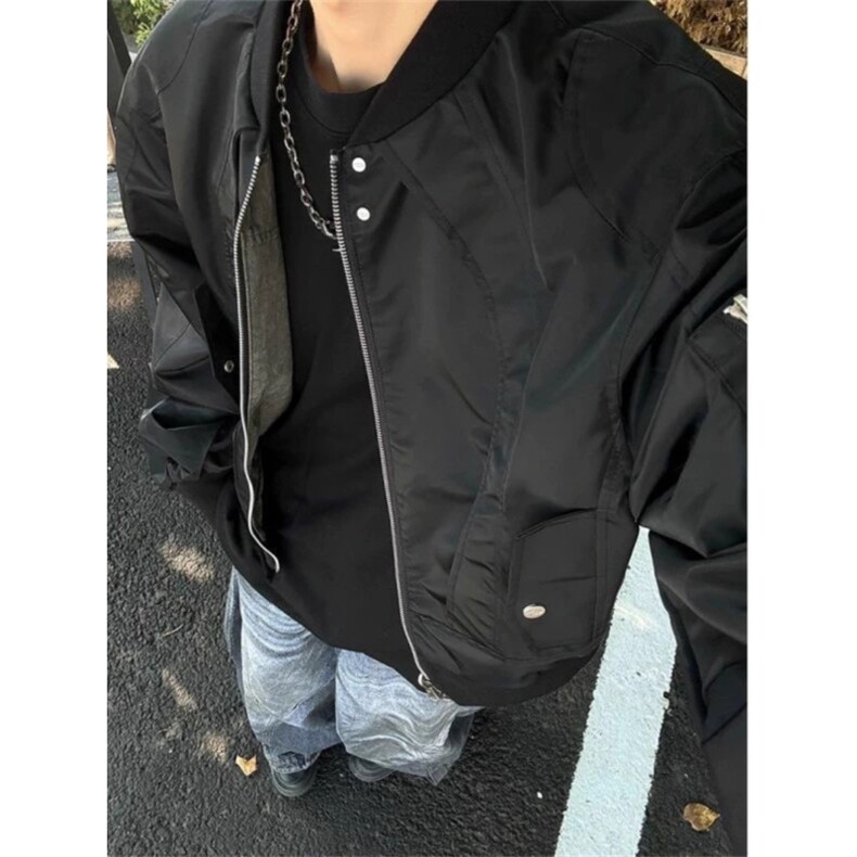 解构短款外套双面穿冻霜飞行员夹克cleanfit棒球服 JK950 特P79图片