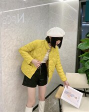 侧边扣子羽绒服，女装棉衣/棉服，美惠百合