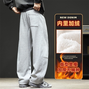 裤子加绒美式弯刀裤宽松休闲运动裤男直筒卫裤Z2622-P45/加绒P55图片
