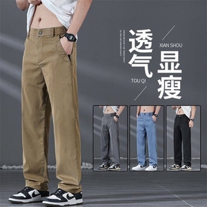 莱赛尔天丝牛仔裤男夏季薄款宽松直筒潮牌冰丝休闲裤子 支持活动图片