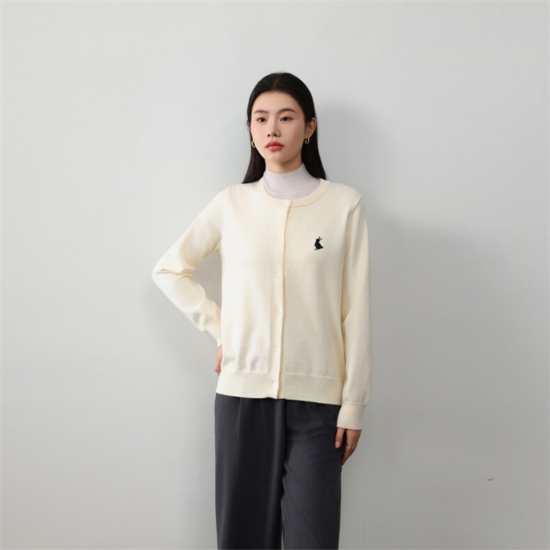小兔刺绣开衫，女装针织衫/毛衣，美莎羊绒
