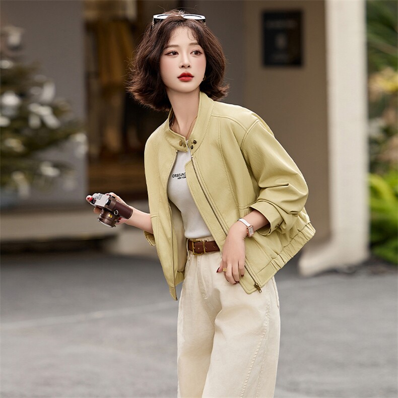 短款棒球服外套女春秋2025新款高端小个子宽松显瘦百搭夹克上衣潮,女装皮衣,跑量工厂店