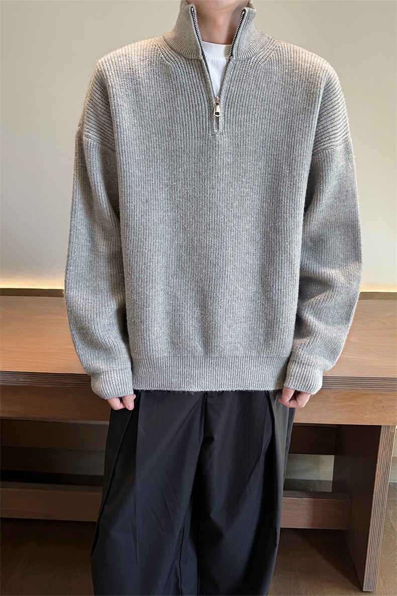 日系立领半拉链毛衣宽松慵懒风套头针织衫外套5Q3069-TP4588,男装针织衫/毛衣,电商A102