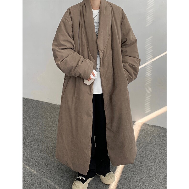 8XL-M90白鸭绒！特大码羽绒服日系绒面长款棉衣男YRFC03P268,男装羽绒服,电商D206-1