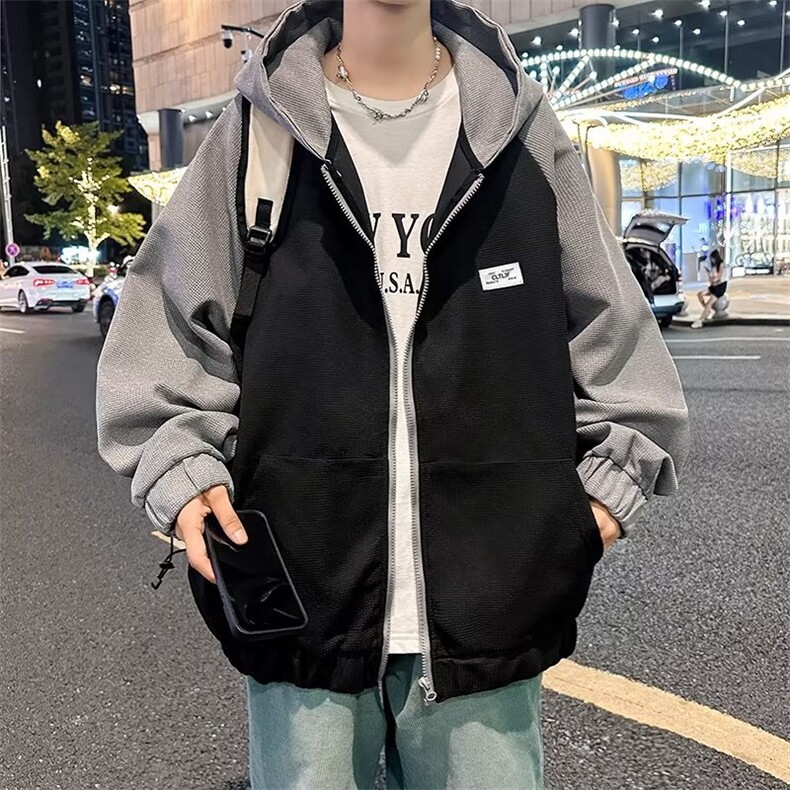 开衫卫衣男韩版潮流拼色连帽高街2024秋冬季新款W112-P55,男装卫衣,星座1109-3