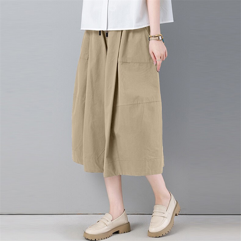 中年妈妈时尚阔腿裙裤女夏季2025新款宽松减休闲龄衬衫,女装休闲裤,秋牧寒烟