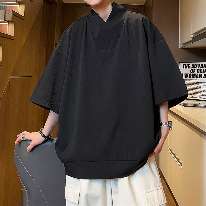 2025夏季新款港风潮男女风个性领子冰感落肩短袖T恤T290/特P35,男装T恤,星座608A