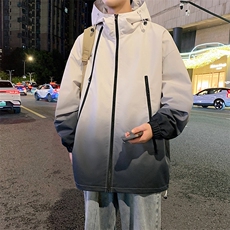 港风上衣渐变多拉链夹克宽松落肩拼色棒球服外套JK830P75，男装夹克，星座1204-3
