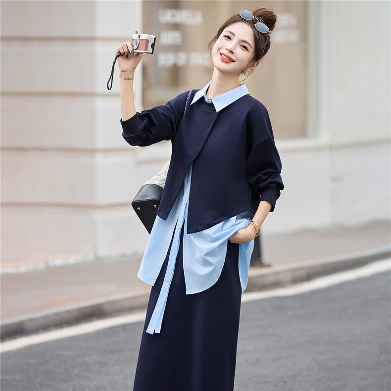 2025年秋装新款纯色衬衫长袖卫衣半身裙三件套装,女装套装/套裙,简韵佳