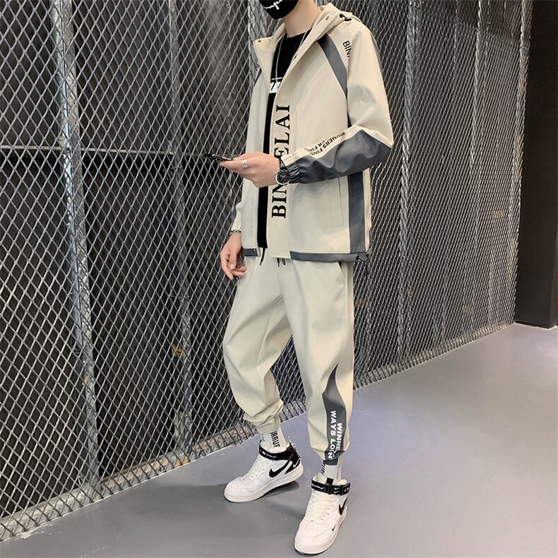 现货工装外套男装休闲运动套装男士夹克韩版潮流衣服D03,男装休闲套装,电商B226-2（原B217-2）