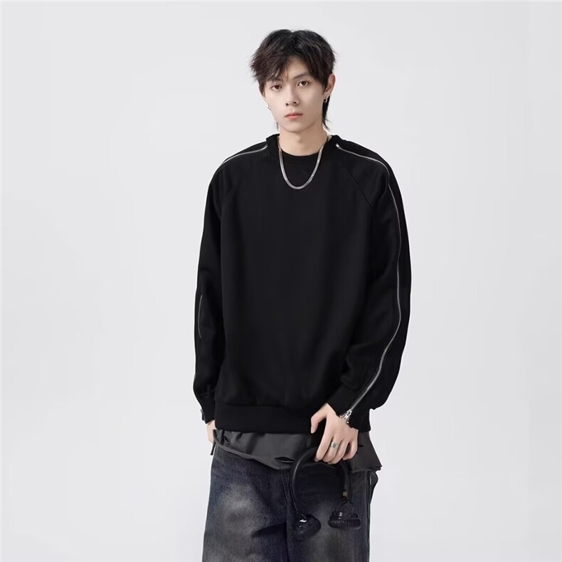 1506/QW3580/P45铆钉重磅明线卫衣男春季设计感痞帅宽松大码上衣,男装卫衣,星座1506