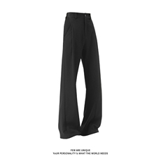 休闲西裤男秋季高街痞帅直筒弯刀裤cleanfit垂坠高级感褶皱拖地裤，男装休闲裤，电商A102