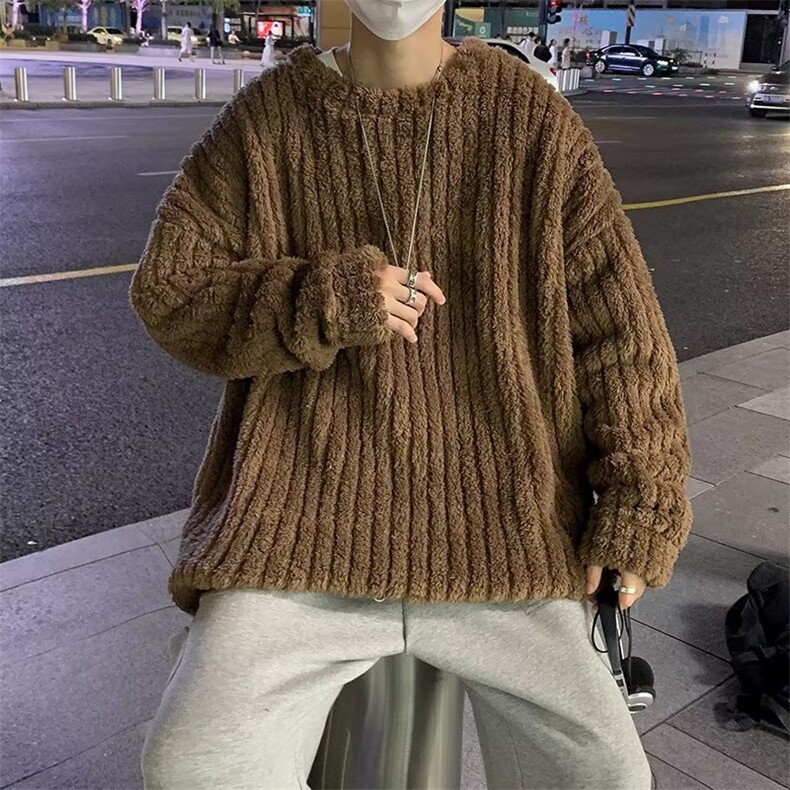 港风ins潮牌羊羔绒卫衣男女韩版潮流宽松秋冬针织外套W533-p45,男装卫衣,星座1008