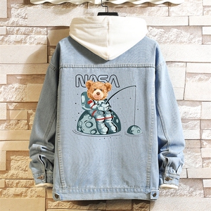 牛仔夹克男大码牛仔外套男茄克NJ77251-P60加绒款-P75