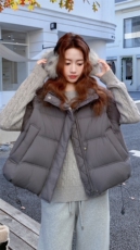 新款大货已出！拼接毛线半袖羽绒服90白鸭绒P285K399，女装羽绒服，2C295