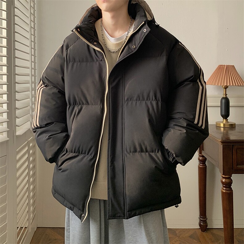 现货抖音得物供视频三条杠织带加厚羽绒连帽棉衣外套棉服MY8097,男装棉衣,电商A486