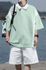 8XL-M拼接撞色短袖t恤男款夏季新款半袖POLO衫加肥加大码DT004P38，男装Polo衫，电商B312