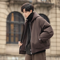 设计分割羽绒服夹克男2025冬装连帽羽绒外套拉链8123-P415控798，男装夹克，电商A355（原A415）