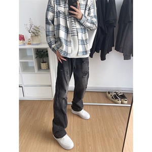 B221 美式ins高街小众个性男女破洞牛仔裤 LK23001-P65 控88图片