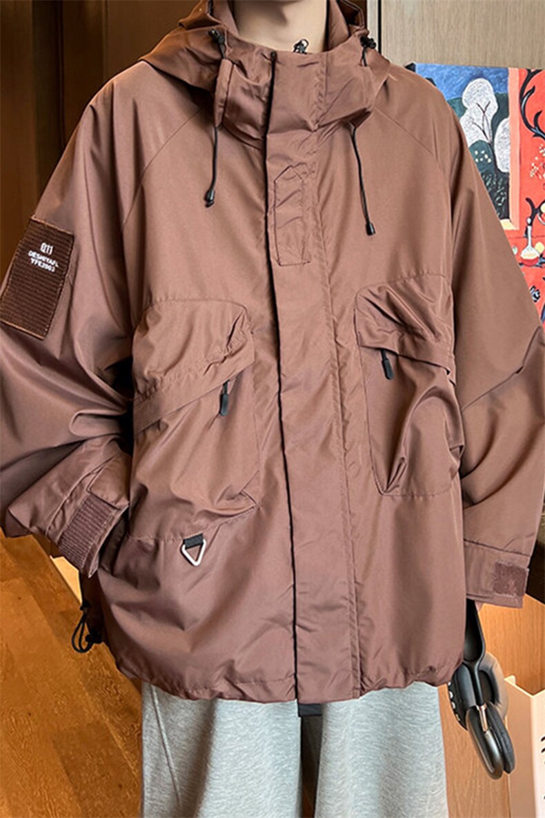 8XL-M特大码冲锋衣防水宽松工装风男夹克外套JK1306P90控118,男装夹克,电商D206-1