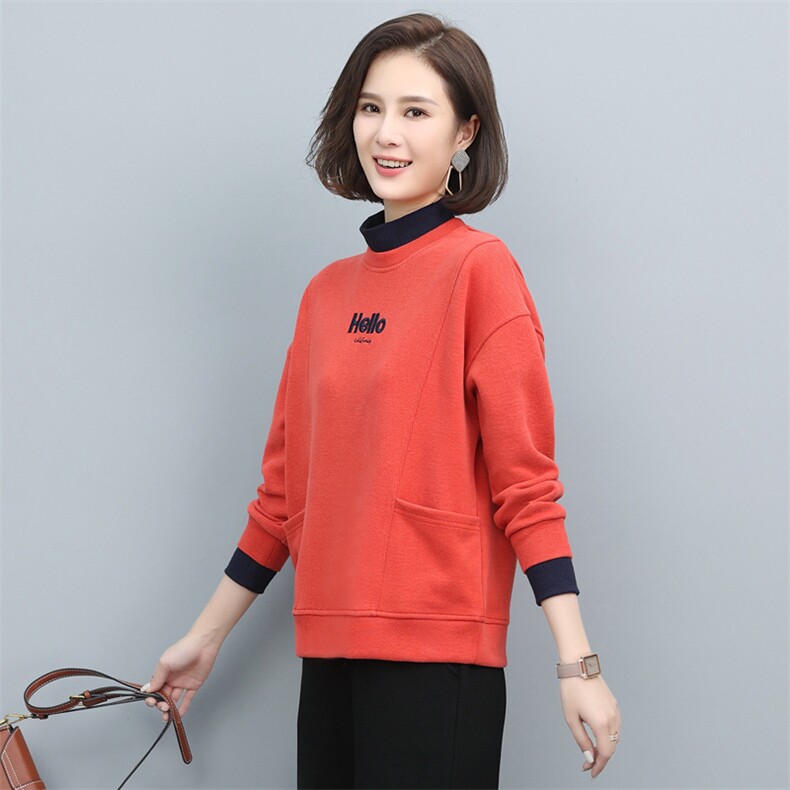 长期现货，女士卫衣秋款刺绣新款宽松时尚秋冬减龄长袖上衣潮,女装卫衣/绒衫,涵誉