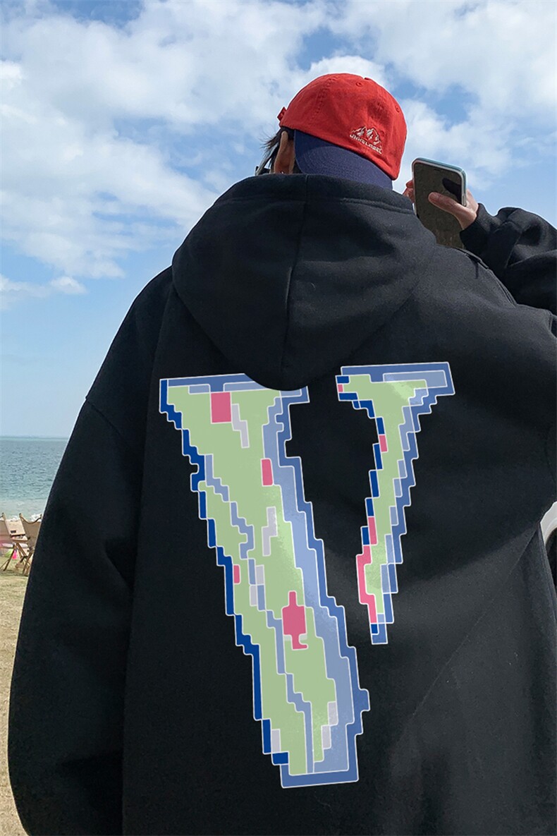 秋季宽松大码像素v印花连帽卫衣LW118-特p35（抖音不可售）,男装卫衣,星座508（原C305）