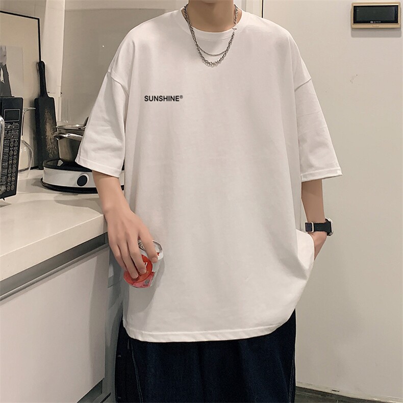 T06常年款男士休闲字母印花T恤衫外套圆领半袖五分袖TEE男女中性,男装T恤,星座115A-3