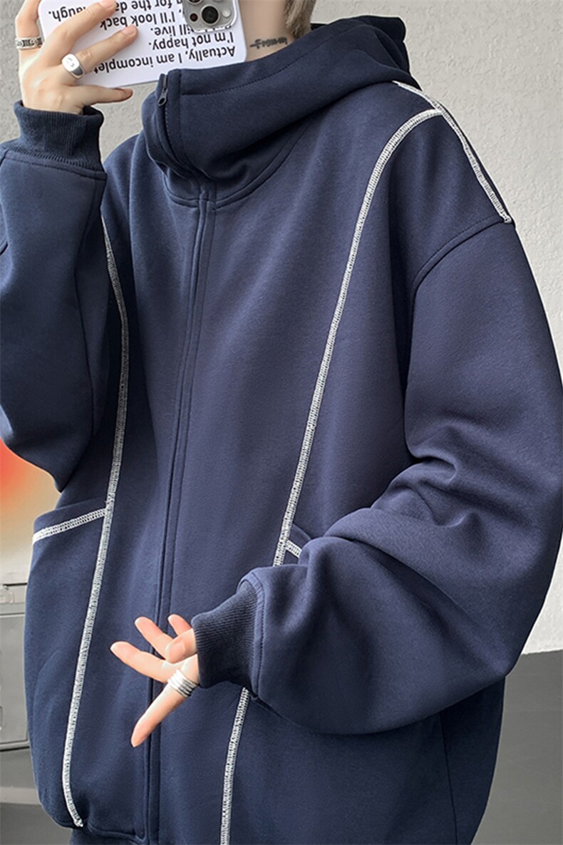 美式重磅立体硬挺卫衣男春秋潮牌设计感连帽开衫廓形外套KS004P68,男装卫衣,电商B312