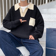 毛衣服男口袋翻领网红ins针织衫潮流宽松毛线编织外MY32-P48，男装针织衫/毛衣，星座308B-1