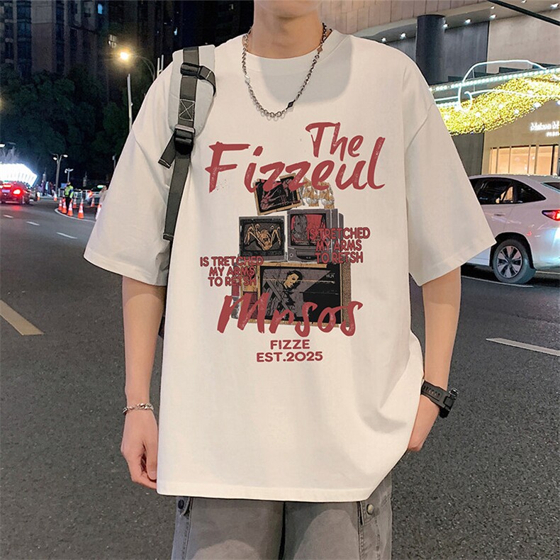 T795港风潮牌高街美式短袖T恤男夏季新款宽松半袖ins重磅纯棉体恤,男装T恤,星座304A-1