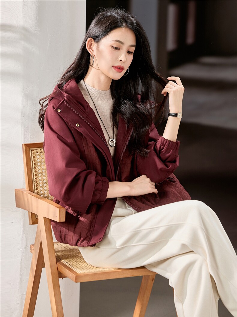 2025冬装新款拼色短款夹棉外套,女装棉衣/棉服,梦芯尔