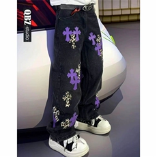 美式高街牛仔裤男女韩版潮十字架贴布2026夏秋ins长裤RK3013-P63，男装牛仔裤，星座412-3