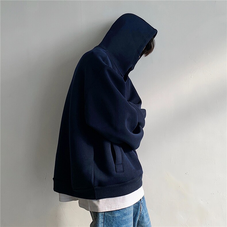 美式重磅纽扣连帽卫衣男女秋季小众潮牌宽松慵懒风外套D381 P50图片