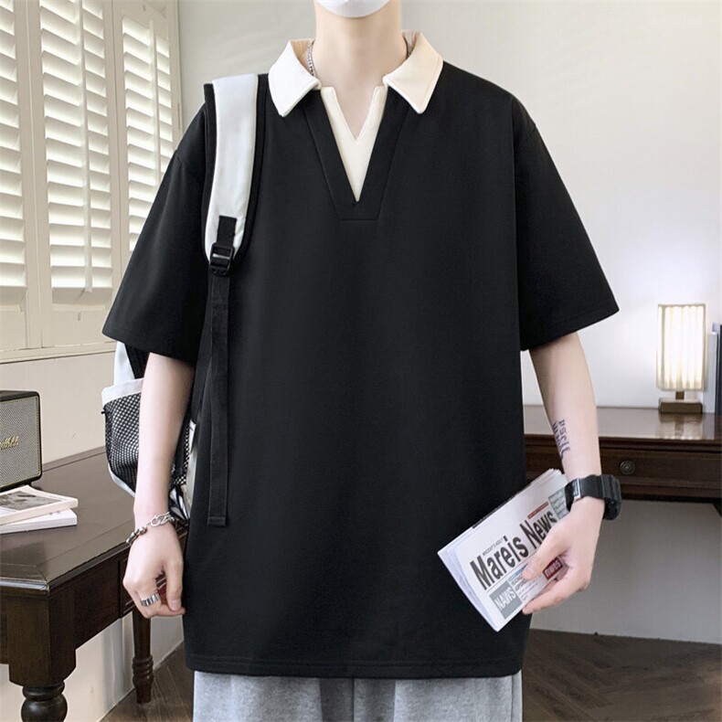 夏季大码公版拼色翻领POLO衫男休闲T恤短袖，男装Polo衫，星座1107-1