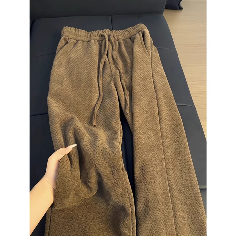 春季麦穗纹美式咖色裤子男美拉德卫裤直筒宽松休闲裤LWY122-P40,男装休闲裤,星座1008