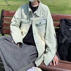 秋款男牛仔夹克衫侧边工装拉链渐变色外套JK1500P65，男装夹克，星座1013-1